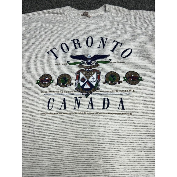 Vintage Toronto Canada Gray Striped Single Stitch Graphic T-Shirt Size XL - Picture 2 of 9